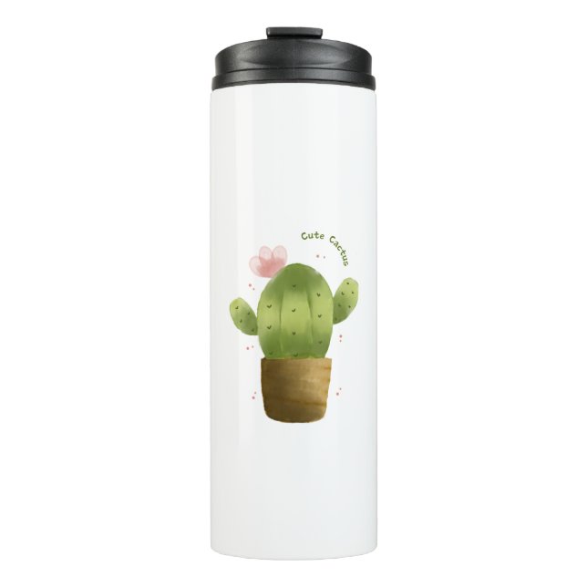 Bouteilles Isothermes Cute Cactus Travel Tumbler – Kawaii Succulent Cup (Devant)