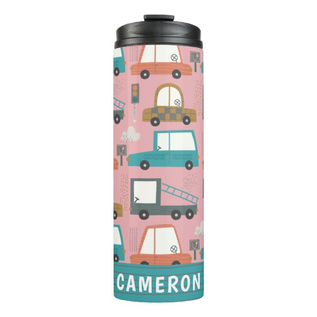 Bouteilles Isothermes Cute Cars Camions Rose Personnalisé (Devant)