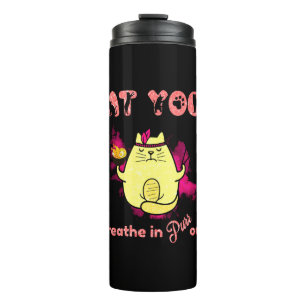 Bouteilles Isothermes Cute Cat Yoga - "Respirer, Purr Out"
