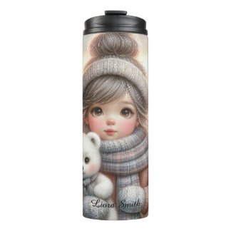 Bouteilles Isothermes Cute Christmas Girl with Polar Teddy Bear, Thermo