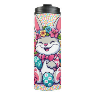 Bouteilles Isothermes Cute, & coloré lapin hawaïen/tropical de Pâques