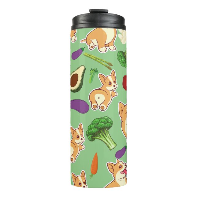 Bouteilles Isothermes Cute Corgi and Vegetables Motif alimentaire (Devant)