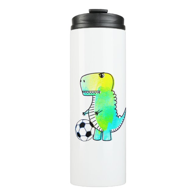 Bouteilles Isothermes Cute Dinosaur Aime Le Football Aquarelle (Devant)