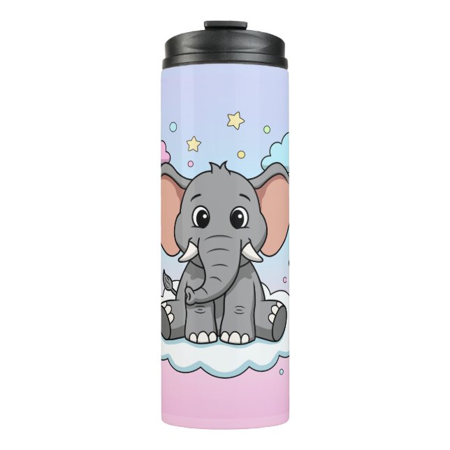 Bouteilles Isothermes Cute Elephant on Cloud - I'm Ele-Fun-t Pun (Devant)
