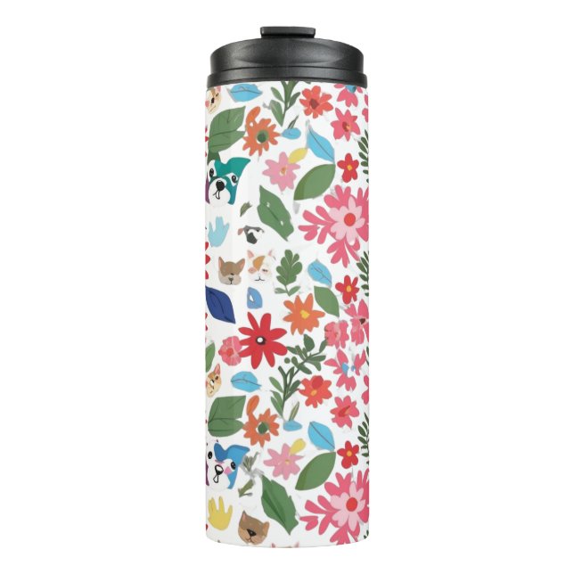 Bouteilles Isothermes Cute Floral & Animal Character Seamless Pattern -  (Devant)