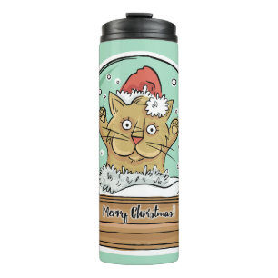 Bouteilles Isothermes Cute Funny Christmas Chat nom personnalisé tumbler