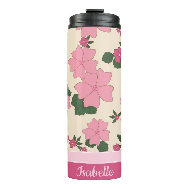 Bouteilles Isothermes Cute Girly Pink Flower Pattern Personalised (Devant)