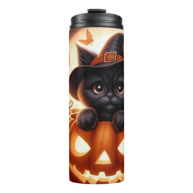 Bouteilles Isothermes Cute Halloween Witch Cat Pumpkin Thermal Tumbler  (Devant)