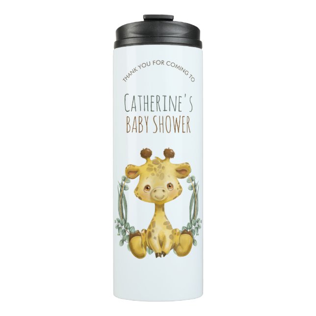 Bouteilles Isothermes Cute Jungle Safari Giraffe Baby shower Merci (Devant)