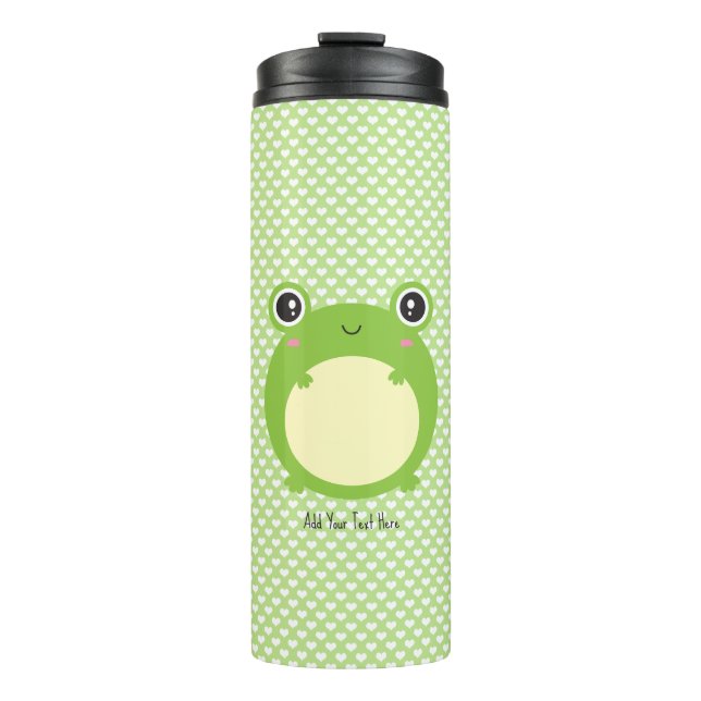 Bouteilles Isothermes Cute Kawaii Frog avec texte et photo personnalisés (Devant)