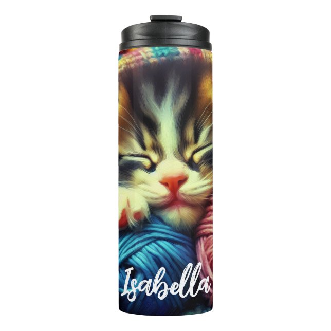 Bouteilles Isothermes Cute Kitten Dormir sous une couverture Personnalis (Devant)