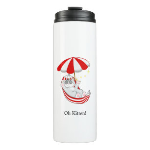Bouteilles Isothermes Cute Kitten en Hamac rouge et blanc