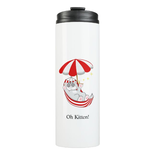 Bouteilles Isothermes Cute Kitten en Hamac rouge et blanc (Devant)
