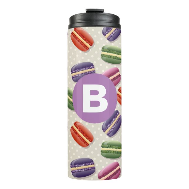 Bouteilles Isothermes Cute Macaroon Pattern Dotty Purple Monogram (Devant)