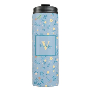Bouteilles Isothermes Cute Moderne Motif Nature Floral Bleu Vintage