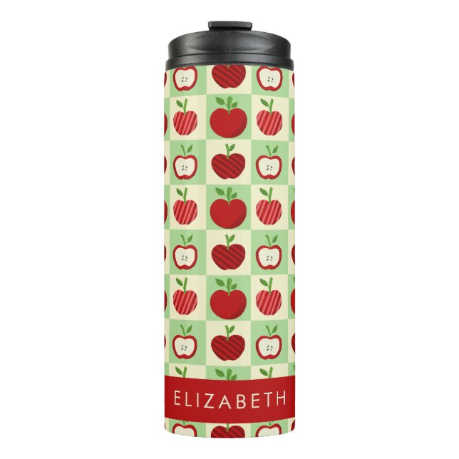 Bouteilles Isothermes Cute Personalized Apple Pattern Check (Devant)