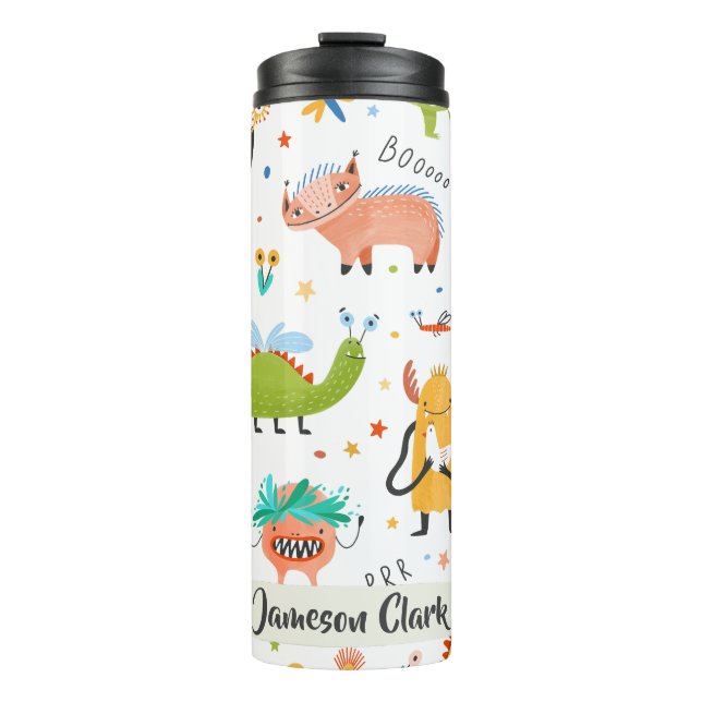 Bouteilles Isothermes Cute Personnalisé Dinosaure Alien Enfants (Devant)