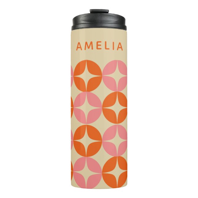 Bouteilles Isothermes Cute rose orange médiane géométrique personnalisée (Devant)