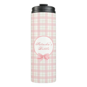 Bouteilles Isothermes Cute rose Plaid En vichy fille Nom personnalisé