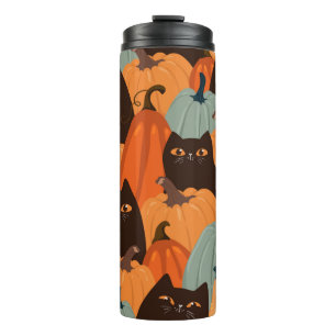 Bouteilles Isothermes Cute seamless pattern with black cats and pumpkins