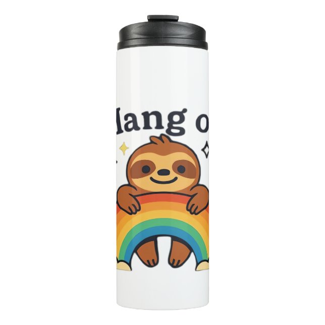 Bouteilles Isothermes Cute Sloth �Hang On� Rainbow Positive Quote Sticke (Devant)
