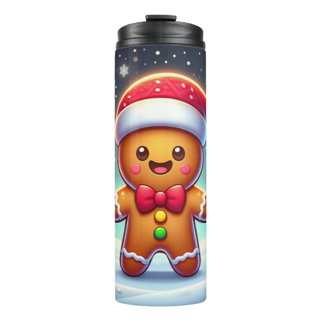 Bouteilles Isothermes Cute Whimsical Noël/homme en pain d'épices d'hiver (Devant)