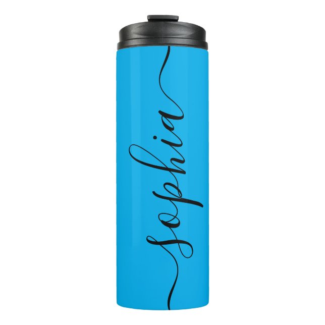 Bouteilles Isothermes Cyan Blue Black Script Custom Thermal Tumbler (Devant)