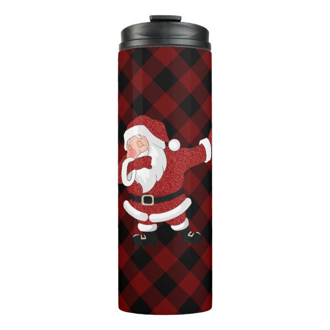 Bouteilles Isothermes Dabbing Red Plaid Santa Claus | Fun Rustic Buffalo (Devant)