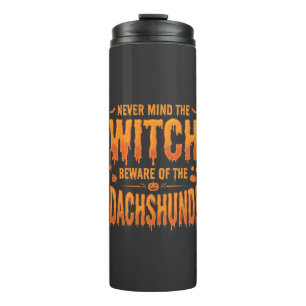 Bouteilles Isothermes Dachshund Halloween Sorcière Avertissement Typogra