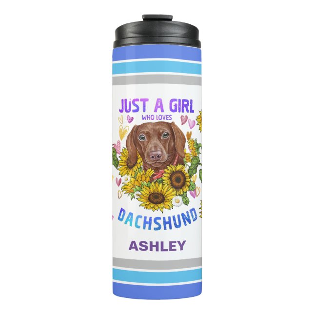 Bouteilles Isothermes Dachshund Lover Entraîneur de tournesol Floral (Devant)