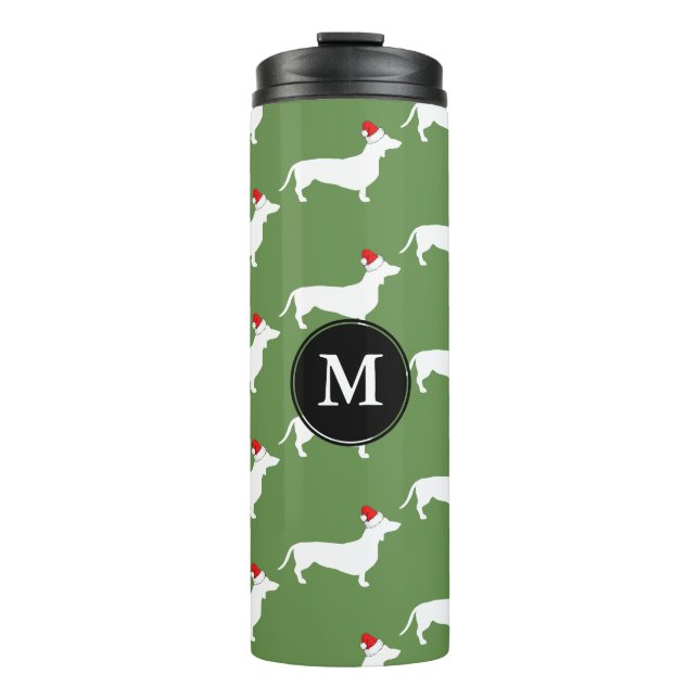 Bouteilles Isothermes Dachshunds de Noël et chapeaux de Père Noël avec i (Devant)