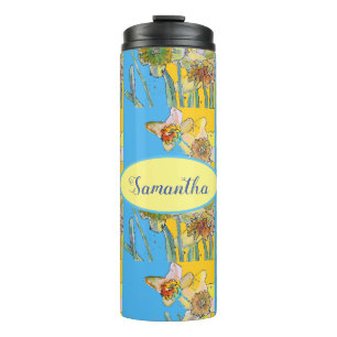 Bouteilles Isothermes Daffodil Peinture Aquarelle Jaune Bleu floral