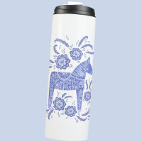 Dala suédoise Horse Bleu et Blanc Tumbler Thermiqu