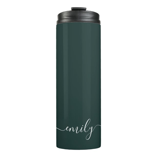 Bouteilles Isothermes Dark Green Modern Script Nom du monogramme (Devant)