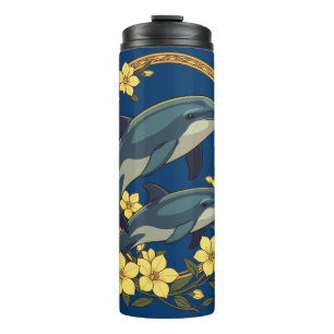 Bouteilles Isothermes Dauphins à gros nez avec des fleurs de jasmin jaun