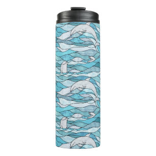 Bouteilles Isothermes Dauphins de verre tendu de l'océan bleu