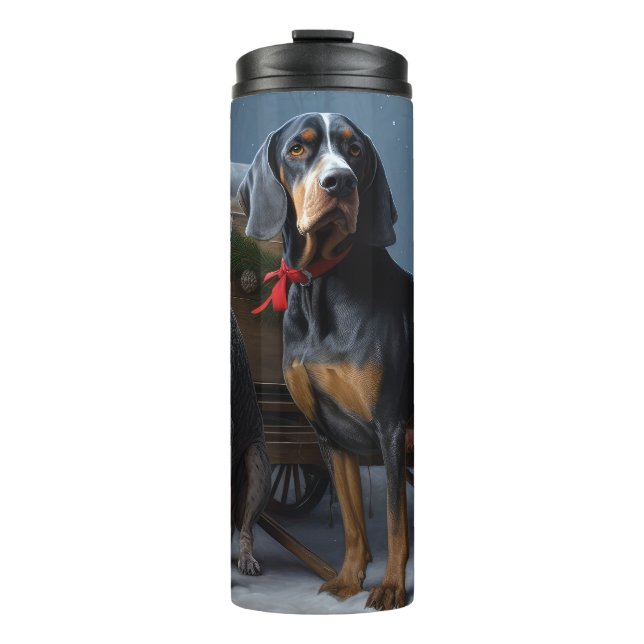 Bouteilles Isothermes Décor de Noël Bluetick Coonhound Snowy Sleigh (Devant)