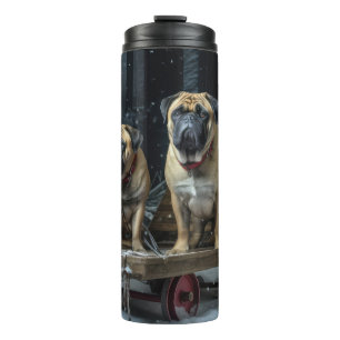 Bouteilles Isothermes Décor de Noël Bullmastiff Snowy Sleigh