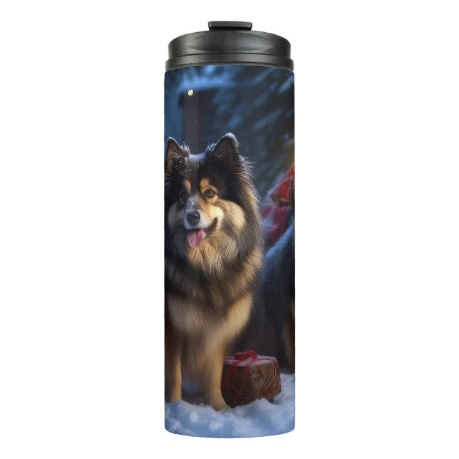 Bouteilles Isothermes Décor de Noël Lapphund Snowy Sleigh (Devant)