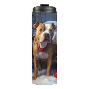 Bouteilles Isothermes Décor de Noël Pitbull Snowy Sleigh