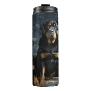 Bouteilles Isothermes Décor de Noël Rottweiler Snowy Sleigh