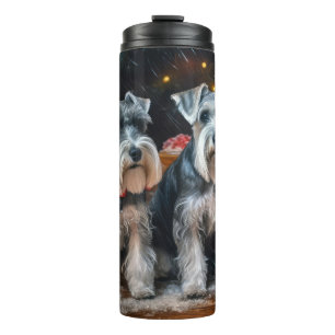 Bouteilles Isothermes Décor de Noël Schnauzer Snowy Sleigh