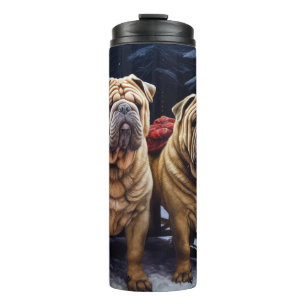 Bouteilles Isothermes Décor de Noël Shar Pei Snowy Sleigh