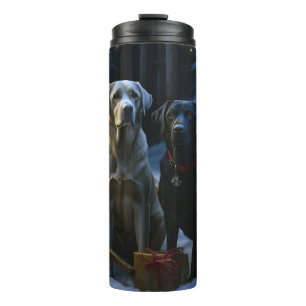 Bouteilles Isothermes Décoration de Noël Chien de Traîneau enneigé Labra