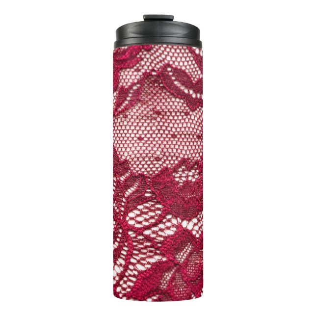 Bouteilles Isothermes Dentelle rouge : textile jacquard élastique. (Devant)