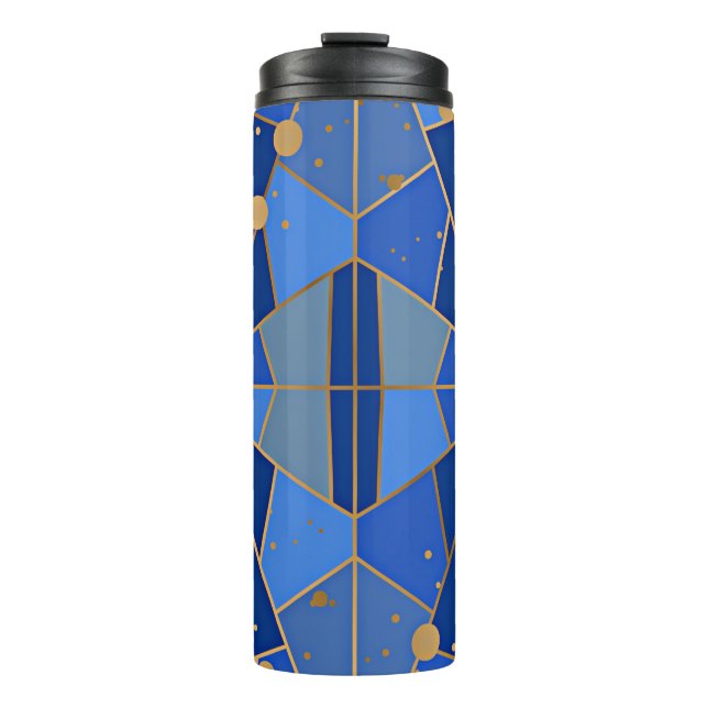 Bouteilles Isothermes Design Abstrait bleu et or (Devant)