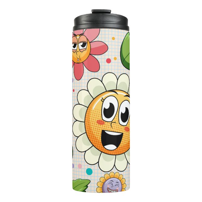 Bouteilles Isothermes Design arrière - plan transparent avec fleurs colo (Devant)