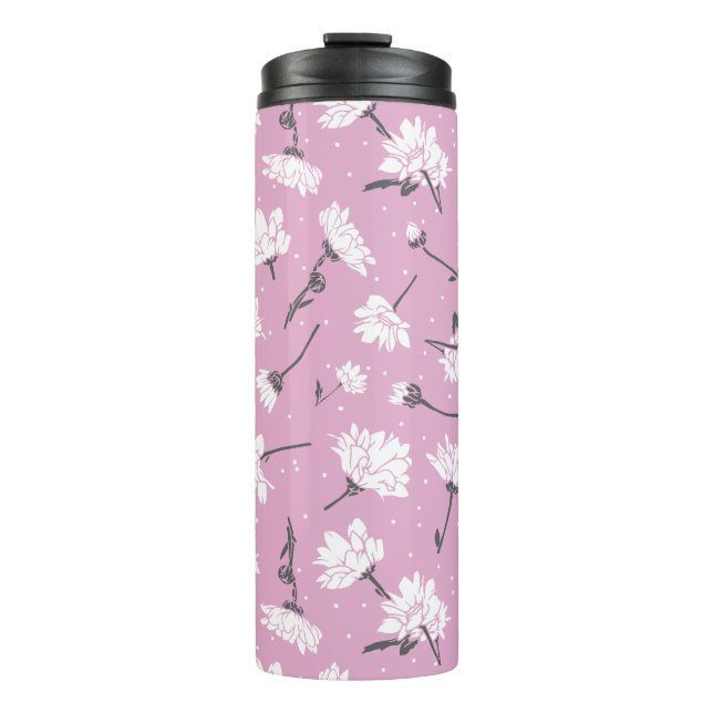 Bouteilles Isothermes Design Floral Rose - Art Fleur Élégant (Devant)