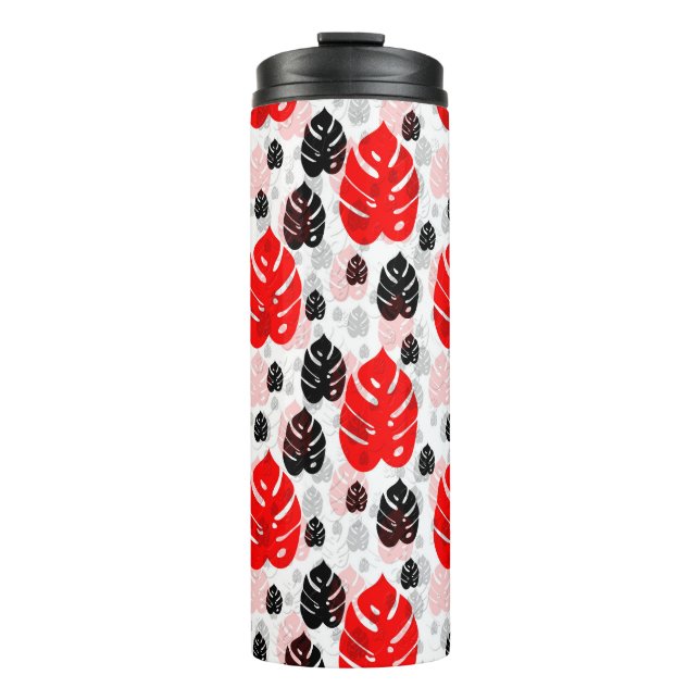 Bouteilles Isothermes Design Motif d'illustration de feuille noire rouge (Devant)