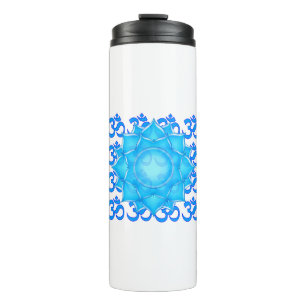 Bouteilles Isothermes Dessin Fleur Lotus De Verre Bleu Avec Motif Om